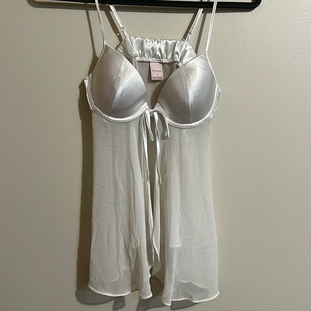 White open front lingerie top